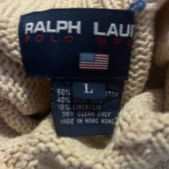Ralph Lauren beige turtleneck sweater with elbow patches and horse detail - Picture 6 of 8